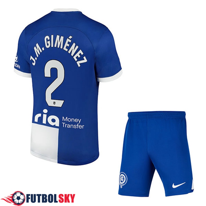 Camisetas De Futbol Atletico Madrid (J.M. GIMÉNEZ #2) Ninos 2023/2024 Segunda