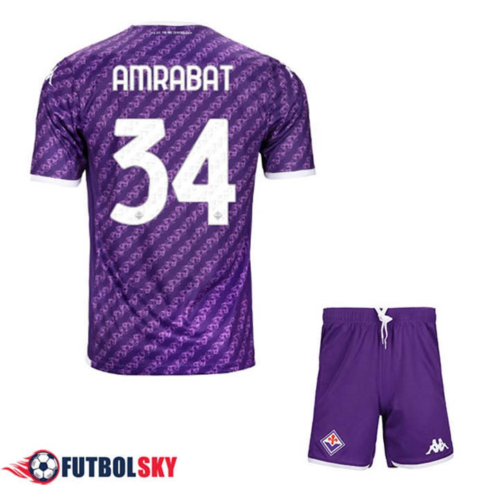 Camisetas De Futbol ACF Fiorentina (AMRABAT #34) Ninos 2023/2024 Primera