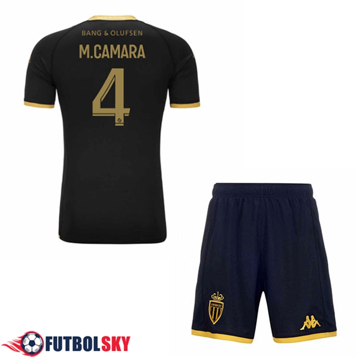 Camisetas De Futbol AS Monaco (M.CAMARA #4) Ninos 2023/2024 Segunda