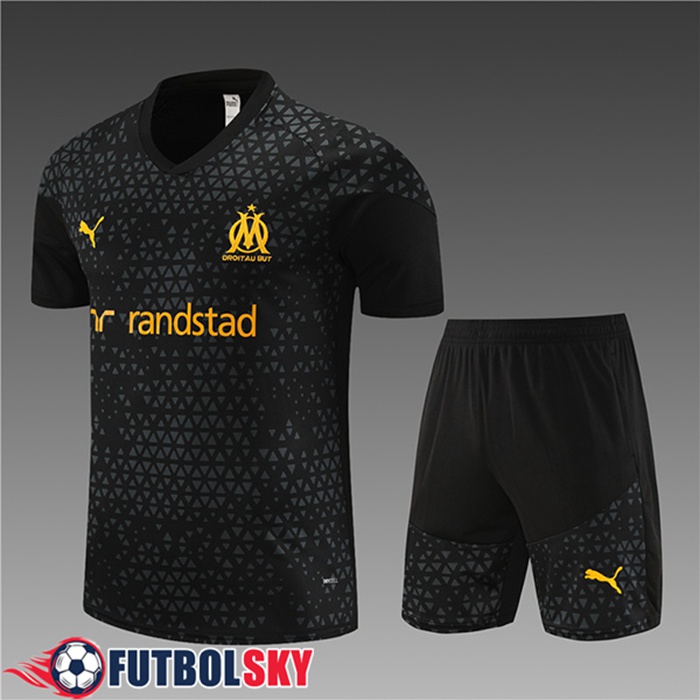 Camiseta Entrenamiento + Cortos Marsella Ninos Negro 2023/2024