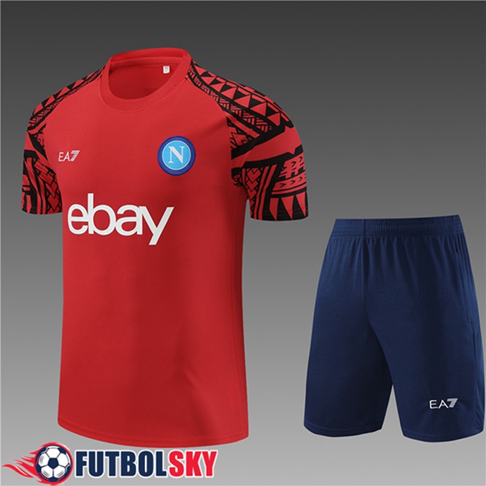 Camiseta Entrenamiento + Cortos Naples Ninos Rojo 2023/2024