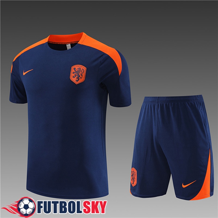Camiseta Entrenamiento + Cortos Países Bajos Ninos Azul marino 2023/2024