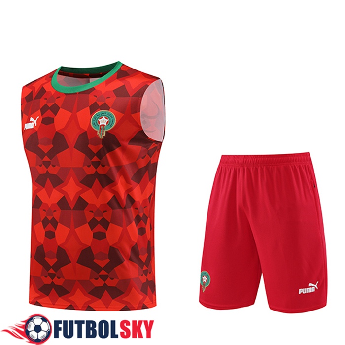 Camiseta Entrenamiento sin mangas + Cortos Marruecos Rojo 2023/2024