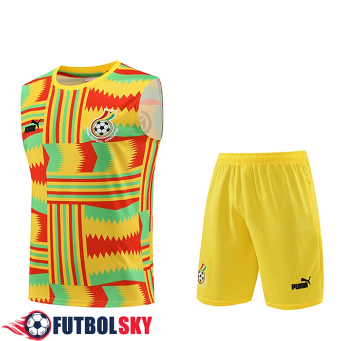 Camiseta Entrenamiento sin mangas + Cortos Ghana Amarillo/Rojo/Verde 2023/2024