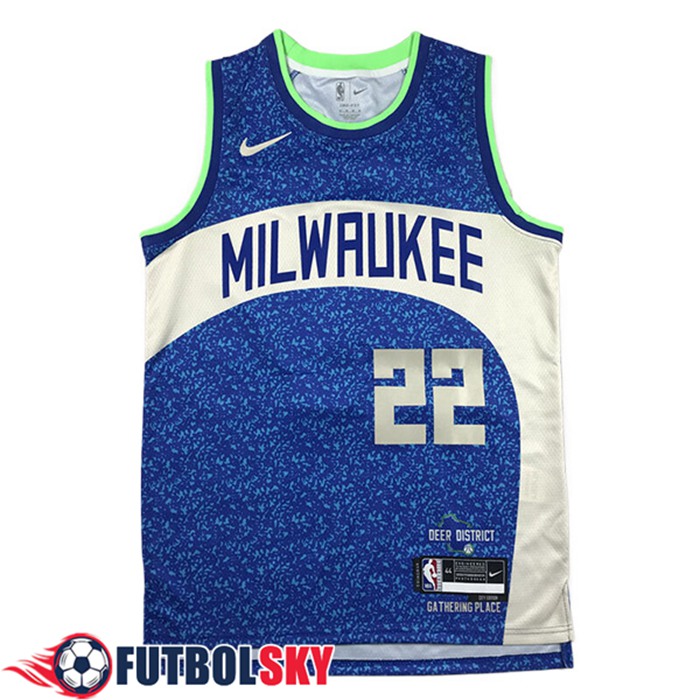 Camiseta Milwaukee Bucks (MIDDLETON #22) 2023/24 Azul/Blanco