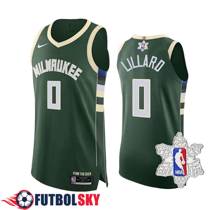 Camiseta Milwaukee Bucks (LILLARD #0) 2023/24 Verde/Blanco -02