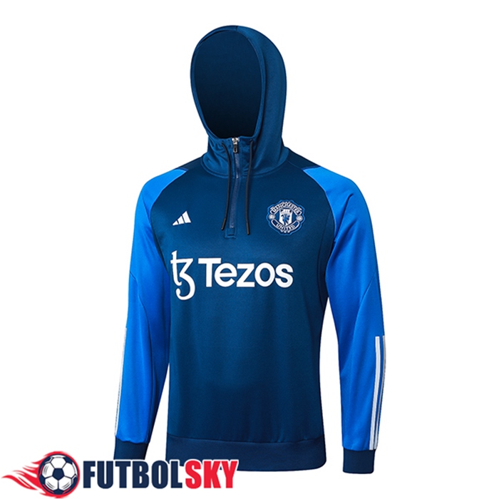 Sudadera De Entrenamiento Capucha Manchester United Azul 2023/2024