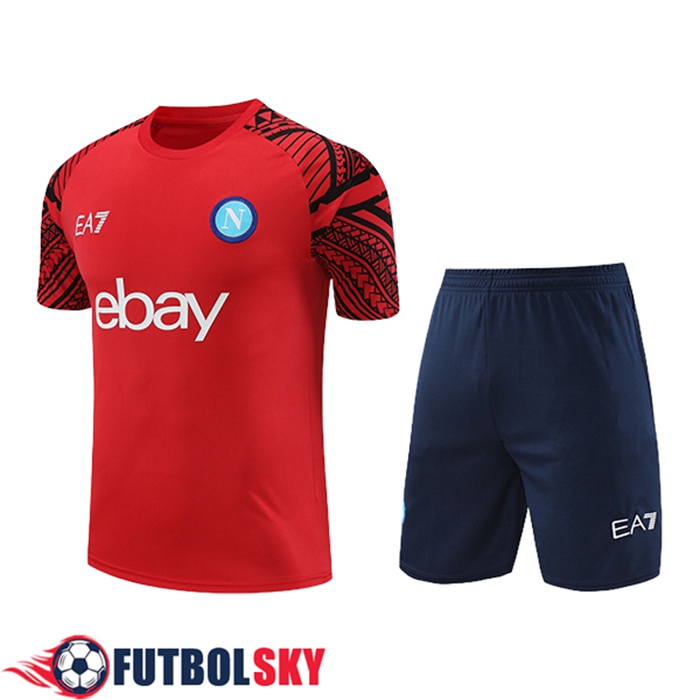 Camiseta Entrenamiento + Cortos SSC Napoli Rojo/Azul 2024/2025