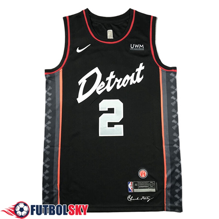 Camisetas Detroit Pistons (CUNNINGHAM #2) 2024/25 Negro/Blanco/Naranja