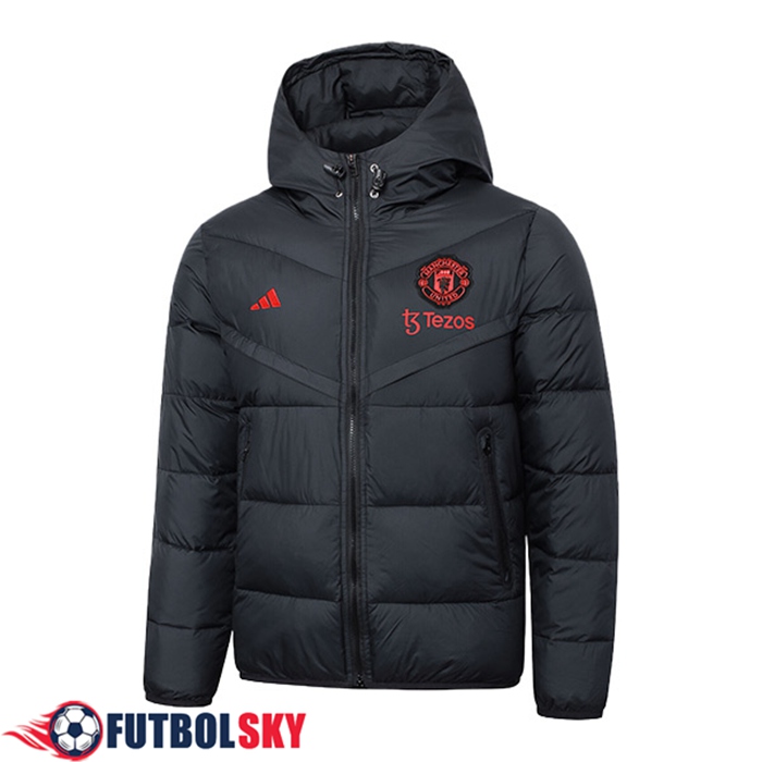 Nueva Plumas Con Capucha Manchester United Negro 2024/2025