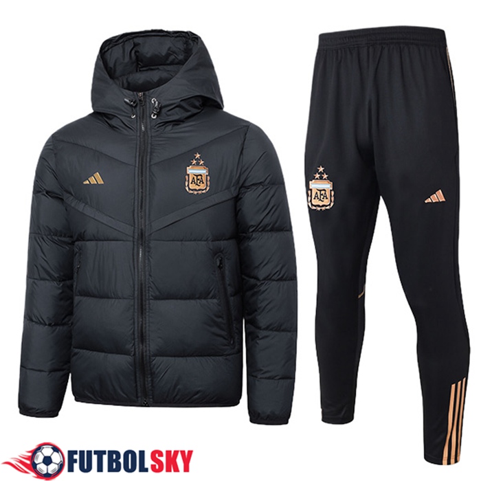 Chandal Plumas Con Capucha Argentina Negro 2024/2025