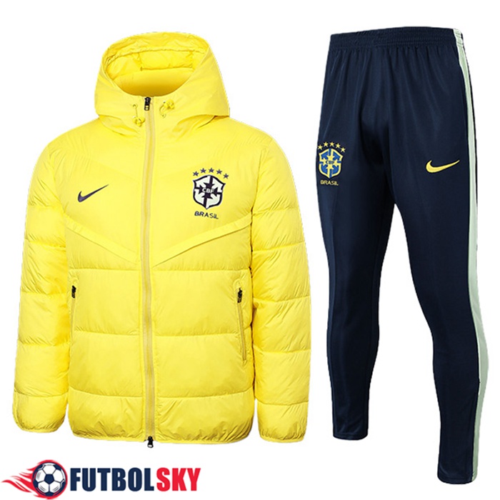 Chandal Plumas Con Capucha Brasil Amarillo 2024/2025