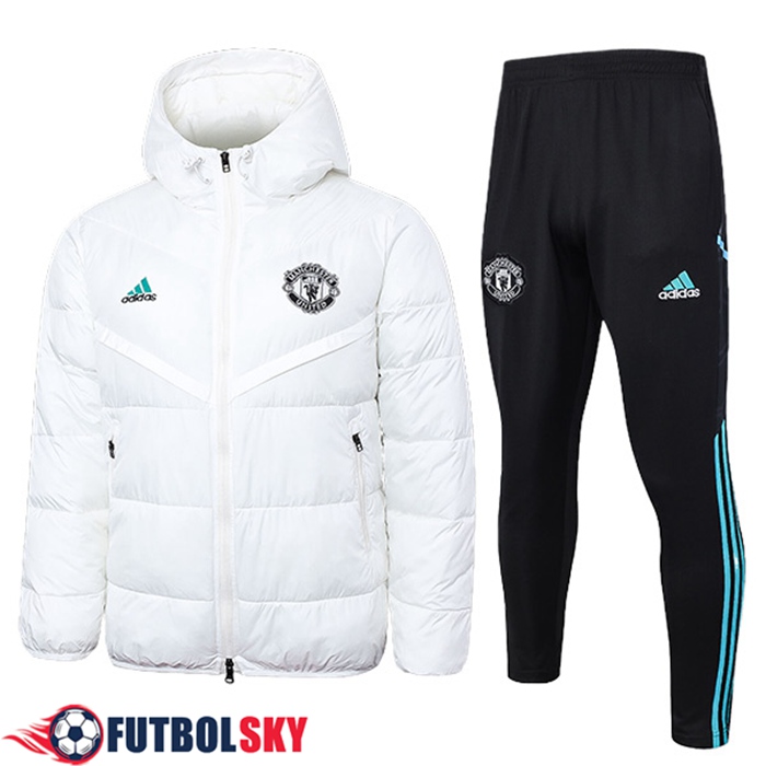 Chandal Plumas Con Capucha Manchester United Blanco 2024/2025