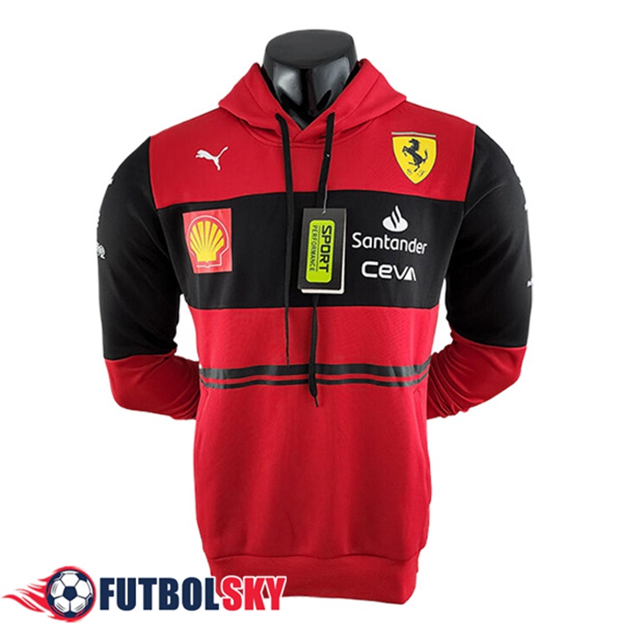 Sudadera Capucha F1 Scuderia Ferrari Team Negro/Rojo 2024