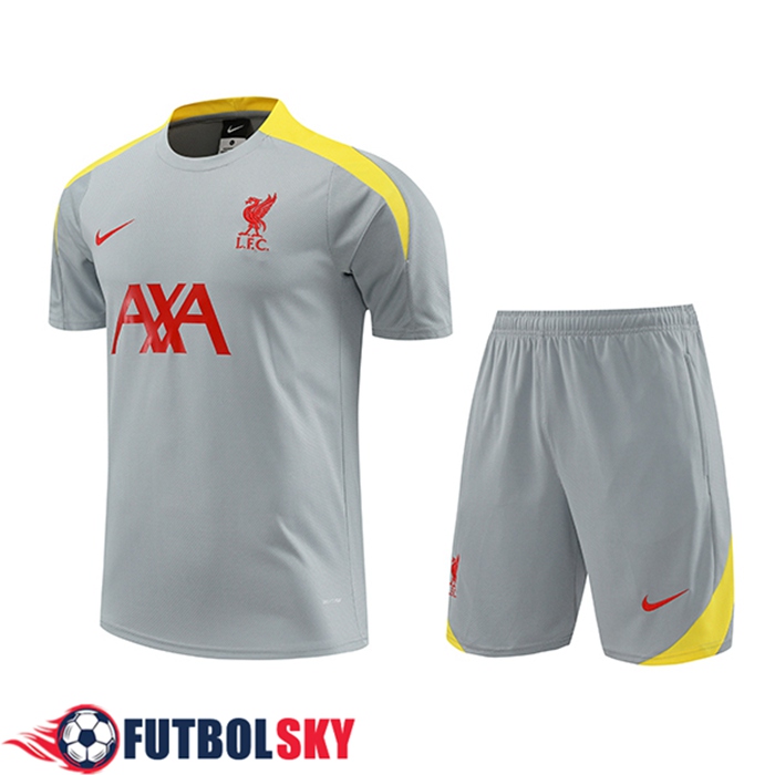 Camiseta Entrenamiento + Cortos FC Liverpool Gris/Rojo/Amarillo 2024/2025
