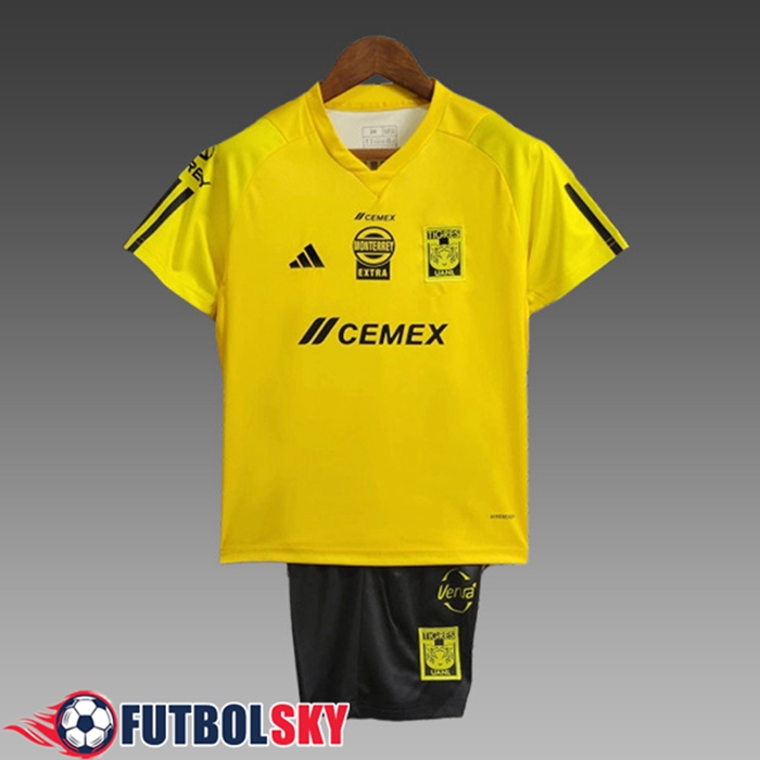 Camiseta Entrenamiento + Cortos Tigres UANL Ninos Amarillo/Negro 2024/2025