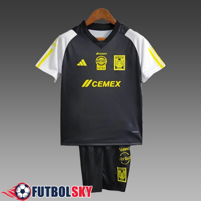 Camiseta Entrenamiento + Cortos Tigres UANL Ninos Negro/Amarillo 2024/2025