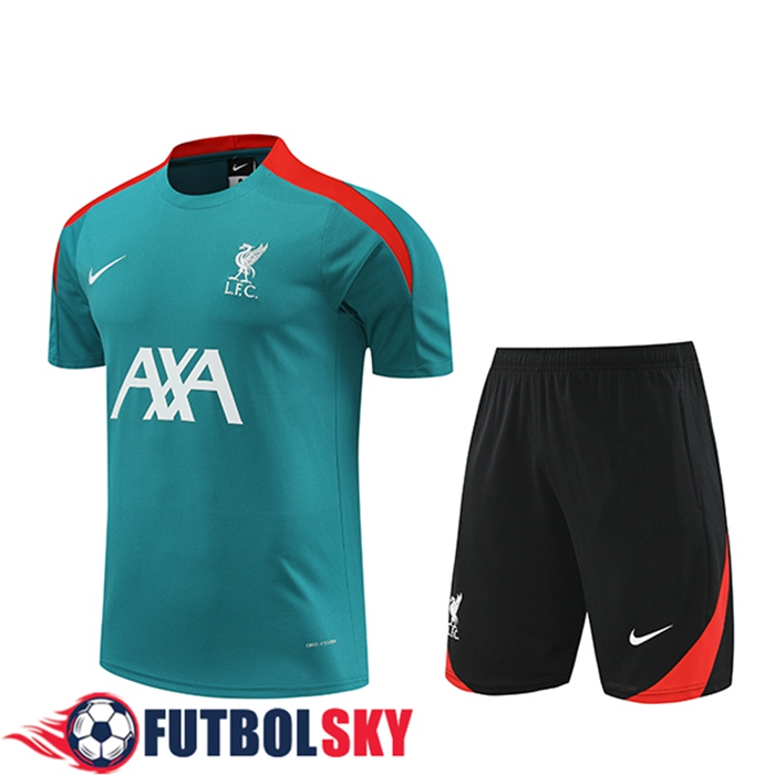 Camiseta Entrenamiento + Cortos FC Liverpool Verde/Rojo/Negro 2024/2025