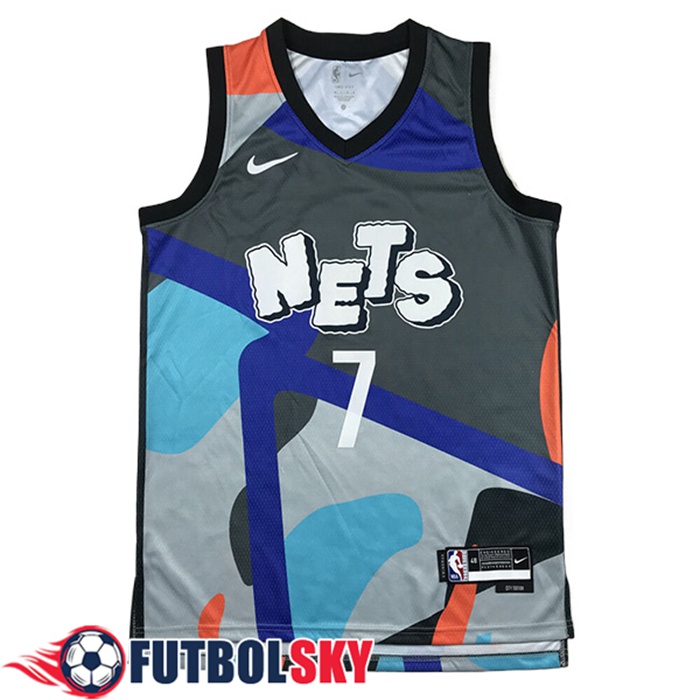 Camisetas De Futbol Brooklyn Nets (DURANT #7) 2024/25 Gris/Azul/Naranja