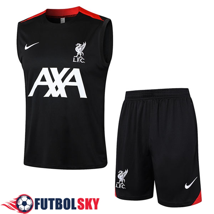 Camiseta Entrenamiento sin mangas + Cortos FC Liverpool Negro/Rojo 2024/2025