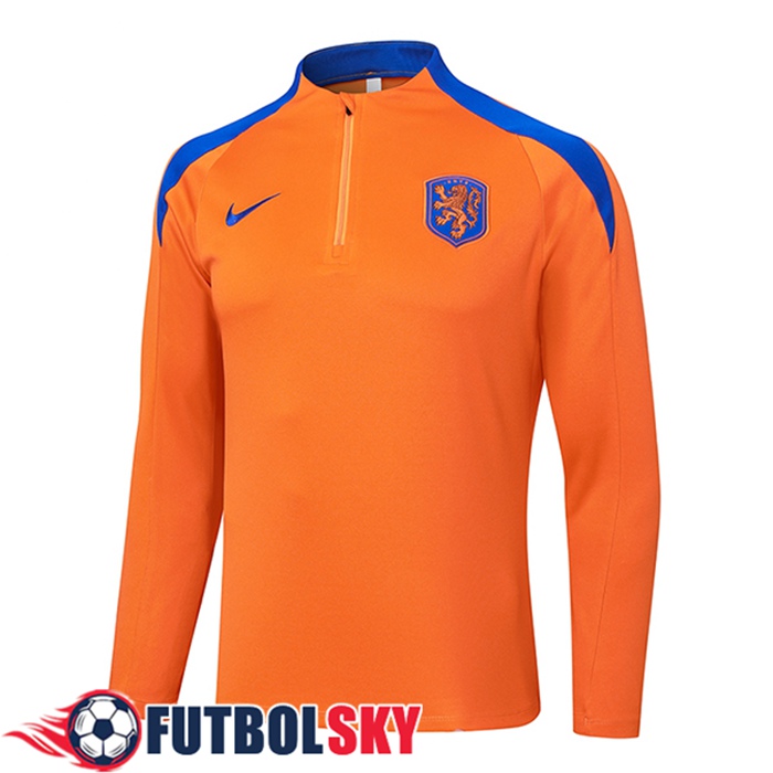 Sudadera De Entrenamiento Países Bajos Naranja/Azul 2024/2025