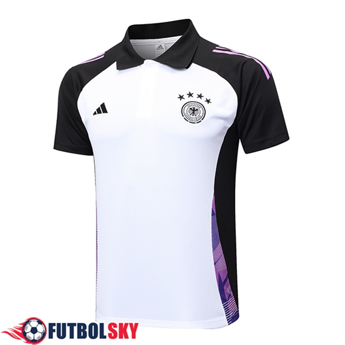 Camiseta Polo Alemania Blanco/Negro/Violeta 2024/2025