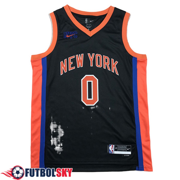 Camiseta New York Knicks (DIVINCENZO #0) 2024/25 Negro/Naranja/Azul