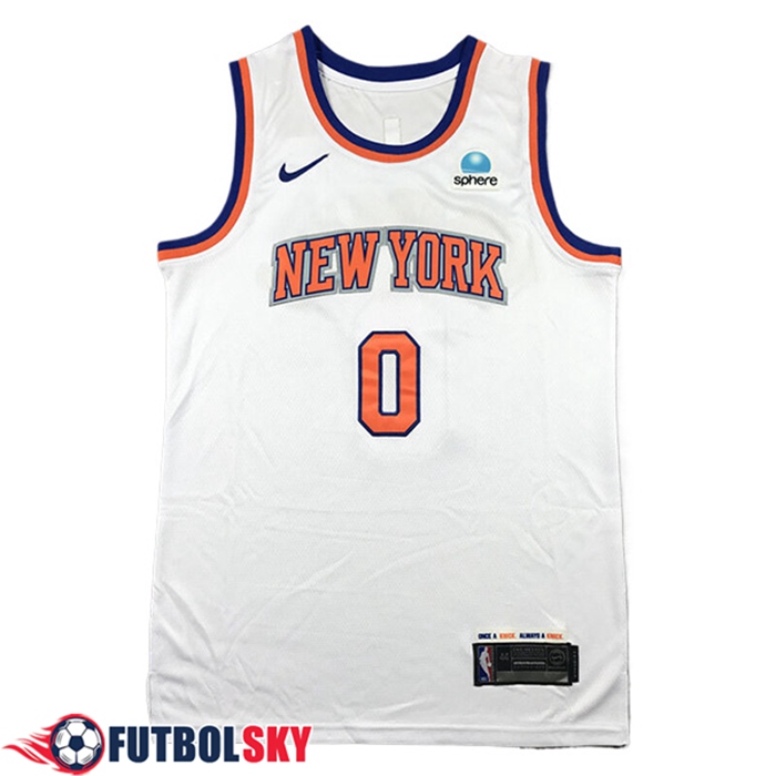 Camiseta New York Knicks (DIVINCENZO #0) 2024/25 Blanco/Naranja