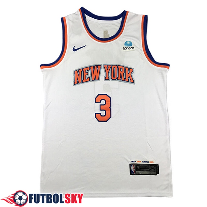 Camiseta New York Knicks (HART #3) 2024/25 Blanco/Naranja -03