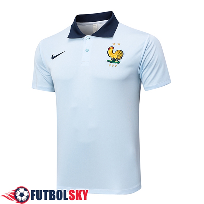 Camiseta Polo Francia Azul Claro 2024/2025