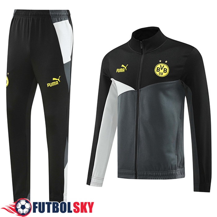 Chandal Equipos De Futbol Chaquetas Futbol Dortmund Negro/Gris/Blanco/Amarillo 2024/2025