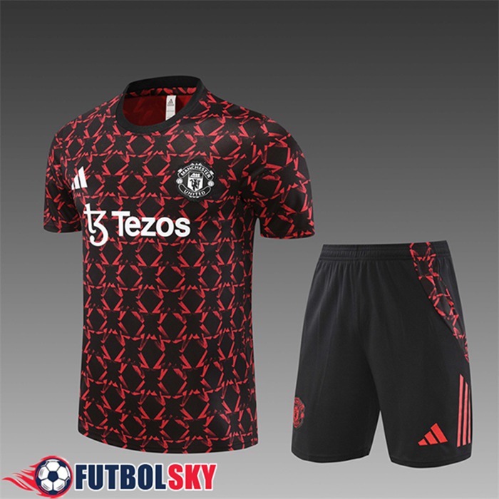 Camiseta Entrenamiento Manchester United Ninos Negro/Rojo 2024/2025
