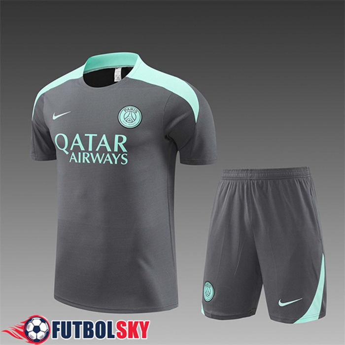 Camiseta Entrenamiento PSG Ninos Gris/Verde 2024/2025