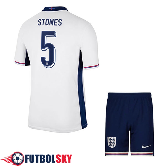 Camiseta Equipo Nacional Inglaterra (STONES #5) Ninos 2024/2025 Primera