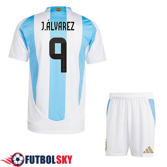 Camiseta Equipo Nacional Argentina (J.ALVAREZ #9) Ninos 2024/2025 Primera