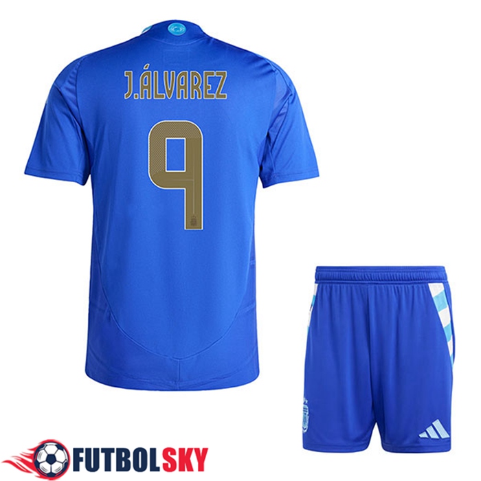 Camiseta Equipo Nacional Argentina (J.ALVAREZ #9) Ninos 2024/2025 Segunda