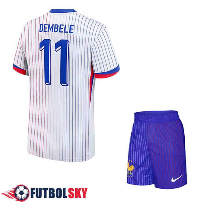 Camiseta Equipo Nacional Francia (DEMBELE #11) Ninos 2024/2025 Segunda