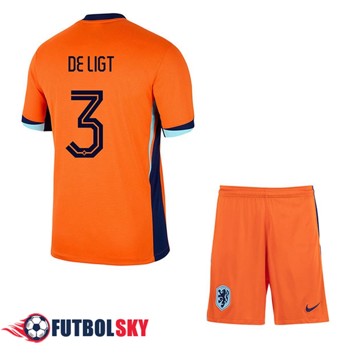 Camiseta Equipo Nacional Países Bajos (DE LIGT #3) Ninos 2024/2025 Primera