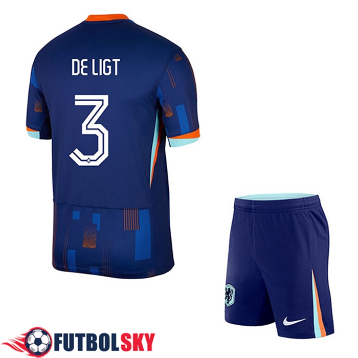 Camiseta Equipo Nacional Países Bajos (DE LIGT #3) Ninos 2024/2025 Segunda