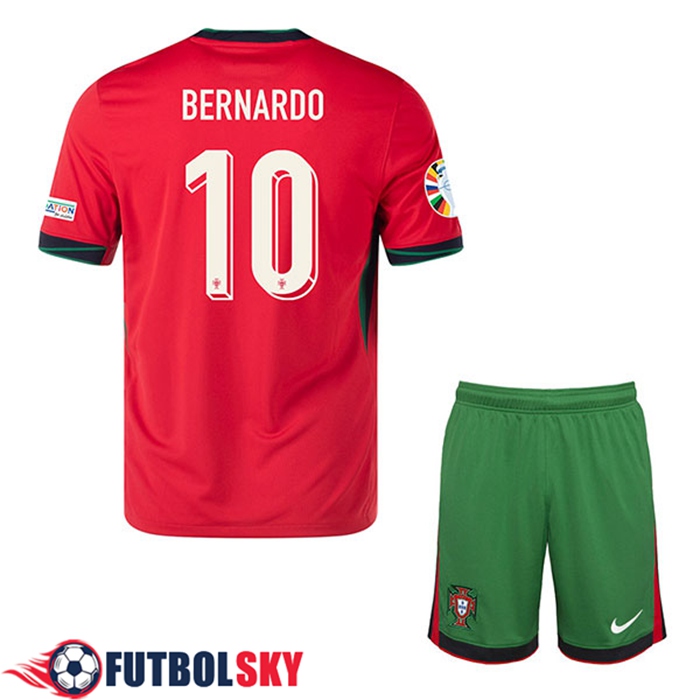 Camiseta Equipo Nacional Portugal (BERNARDO #10) Ninos 2024/2025 Primera