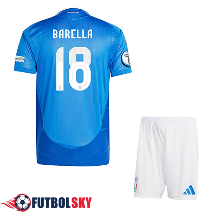 Camiseta Equipo Nacional Italia (BARELLA #18) Ninos 2024/2025 Primera