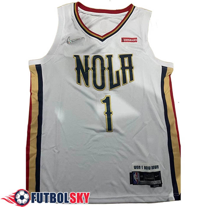 Camisetas NBA San New Orleans Pelicans (WILLIAMSON #1) 2024/25 Azul/Amarillo -02