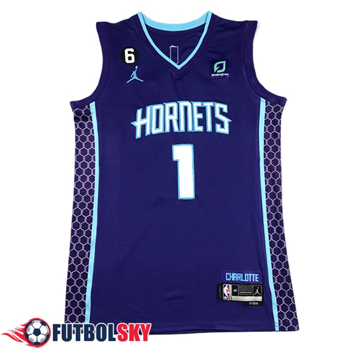 Camisetas NBA Charlotte Hornets (BALL #1) 2024/25 Violeta -02