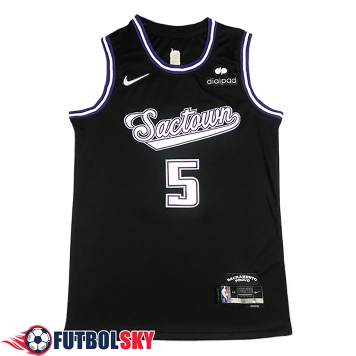 Camisetas NBA Sacramento Kings (FOX #5) 2024/25 Negro/Blanco
