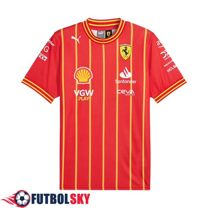 Camiseta de manga corta F1 Scuderia Ferrari Team (LECLERC #16) Rojo/Amarillo 2024