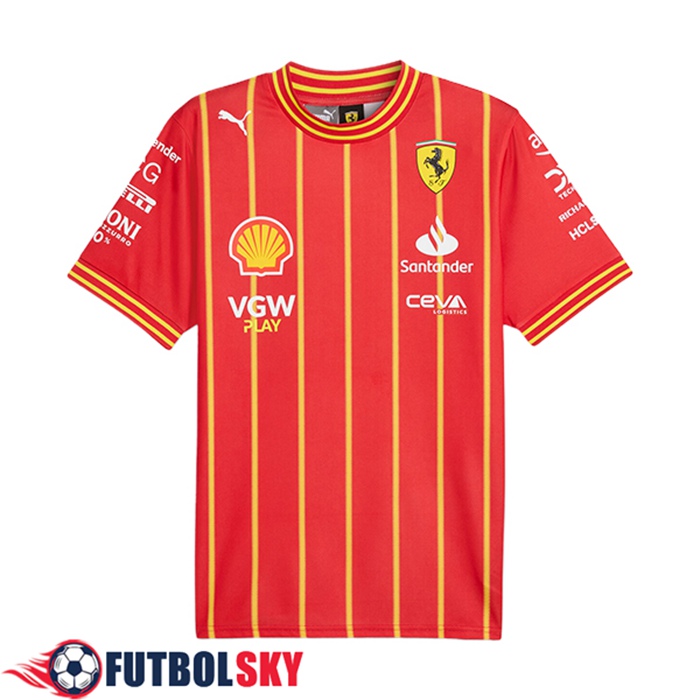 Camiseta de manga corta F1 Scuderia Ferrari Team (SAINZ #55) Rojo/Amarillo 2024