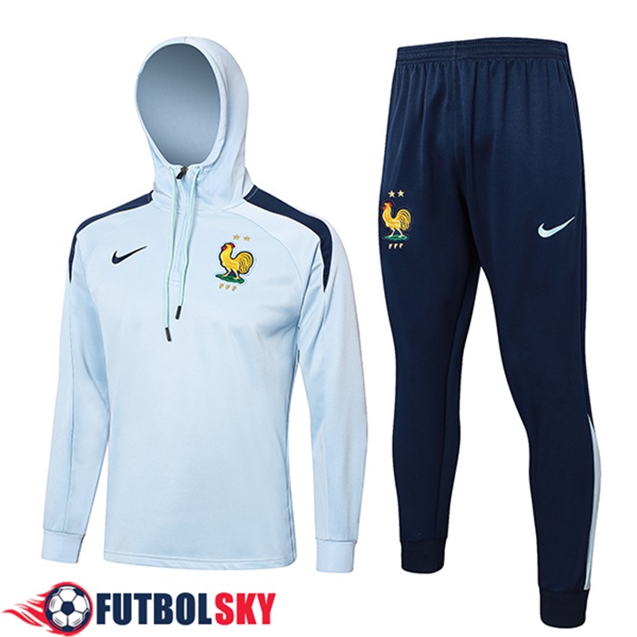 Chaqueta Con Capucha Chandal Rompevientos Francia Azul Claro 2024/2025