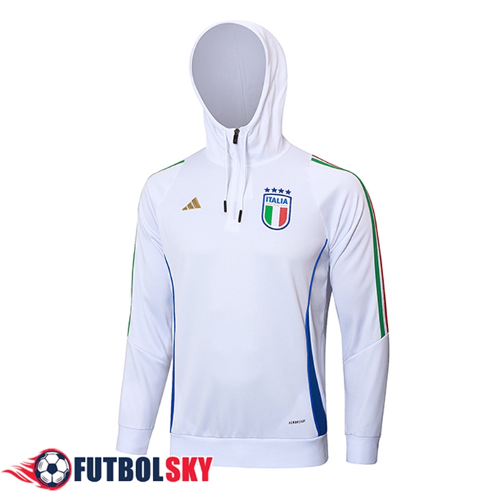 Chaqueta Con Capucha Italia Blanco/Azul 2024/2025