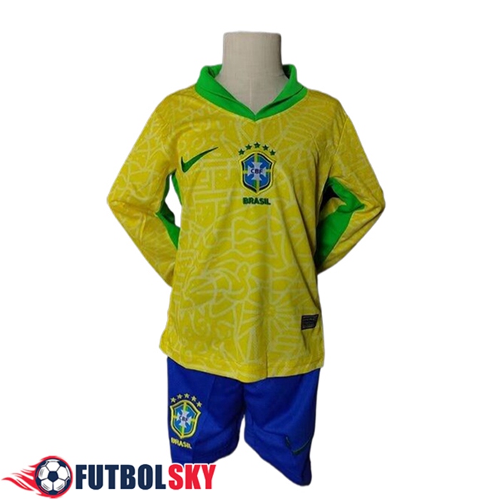 Camisetas De Futbol Brasil Ninos Primera Manga Largas 2024/2025