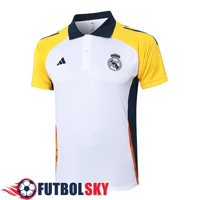 Camiseta Polo Real Madrid Blanco/Amarillo/Azul 2024/2025